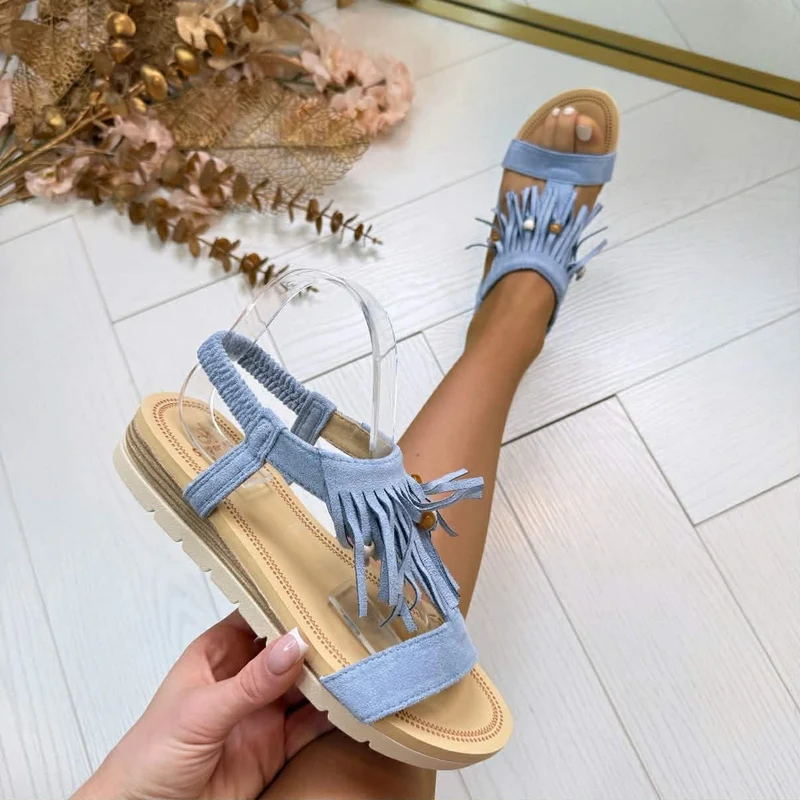 *SALE* FRINGE KRAALTJES SANDAAL AM-322 - BLUE