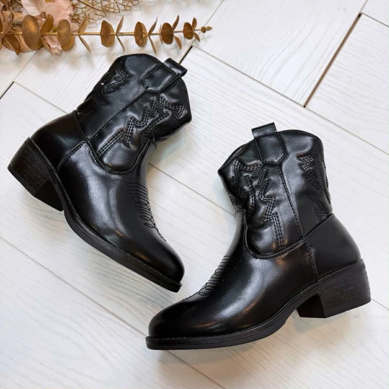 *KIDS* COWBOY BOOTS T2008P - BLACK/PU