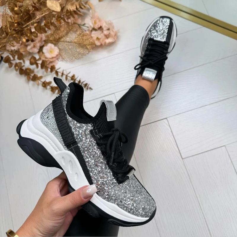 STEVE MADDEN MAXILLA-G SNEAKER 3431 - BLACK GLITTER