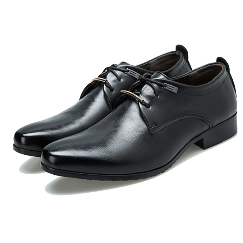 Kunstleer Puntschoen Zachte Bodem Lace Up Jurk Casual Zakelijke Heren Kleding Schoenen