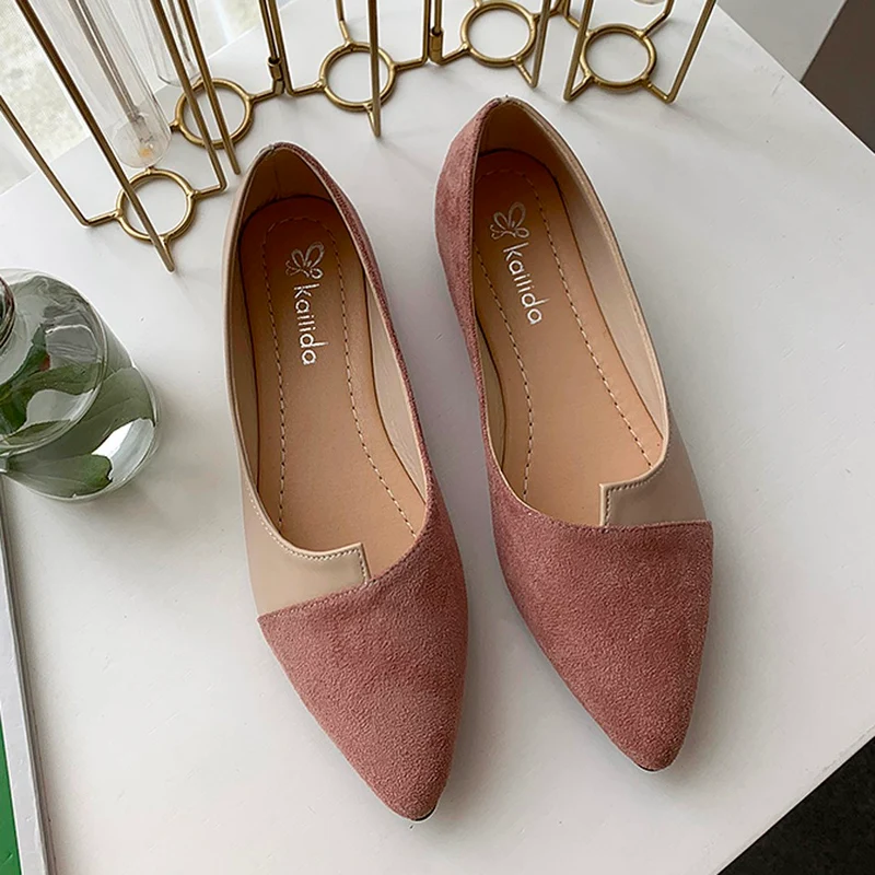 Vrouwen Splice Color Mule Flats Puntige teen