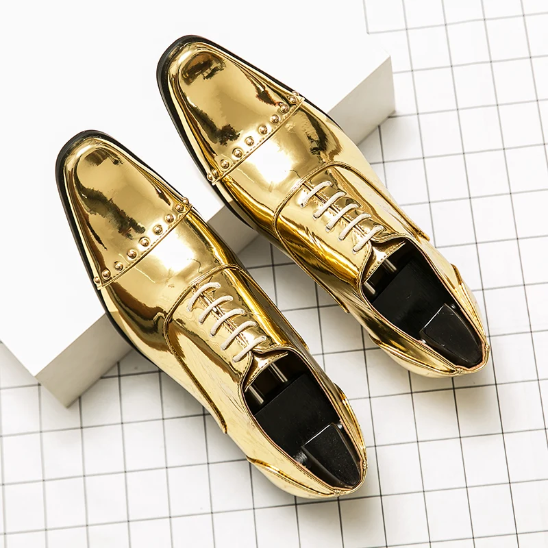 Mannen gouden luxe zakelijke Oxford schoenen