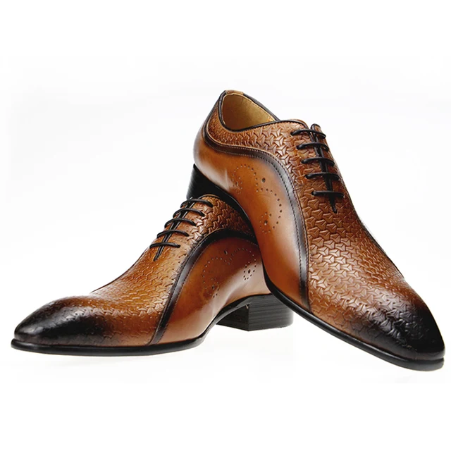 Elegante bruiloft heren leren formele kledingschoenen