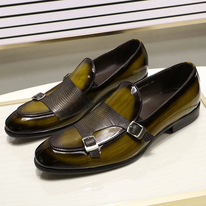 Klassieke herenloafers olijfgroene schoenen