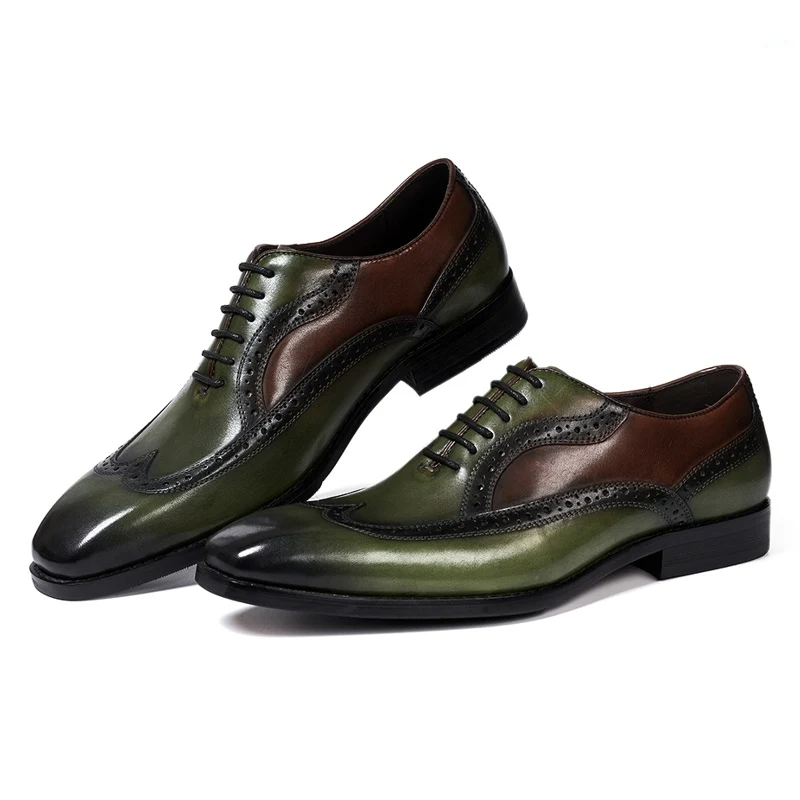 Klassieke lederen heren groene schoenen