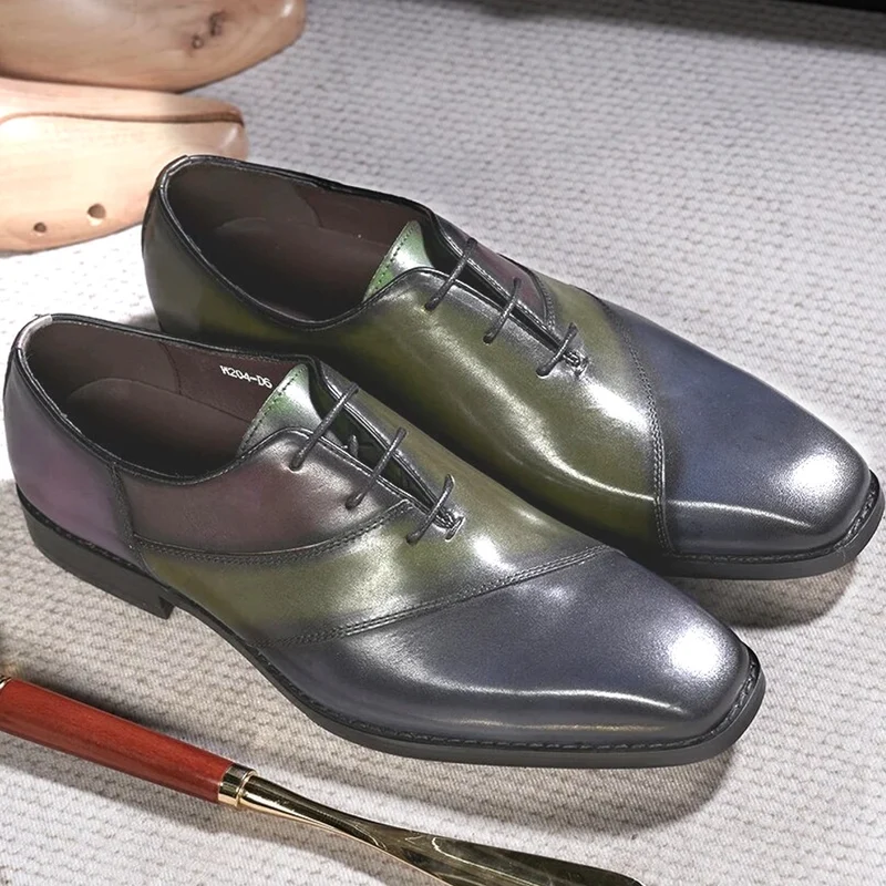 Echt leer gemengd kleuren Design Oxfords herenschoenen
