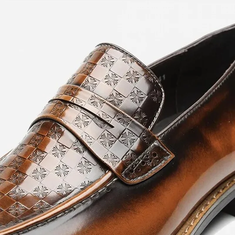 Heren Loafers Koe Lederen Blauwe Jurk Schoenen