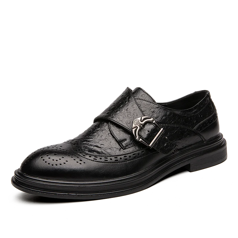 Broguo Retro Metalen Gesp Draagbare Zakelijke Casual Heren Kleding Schoenen
