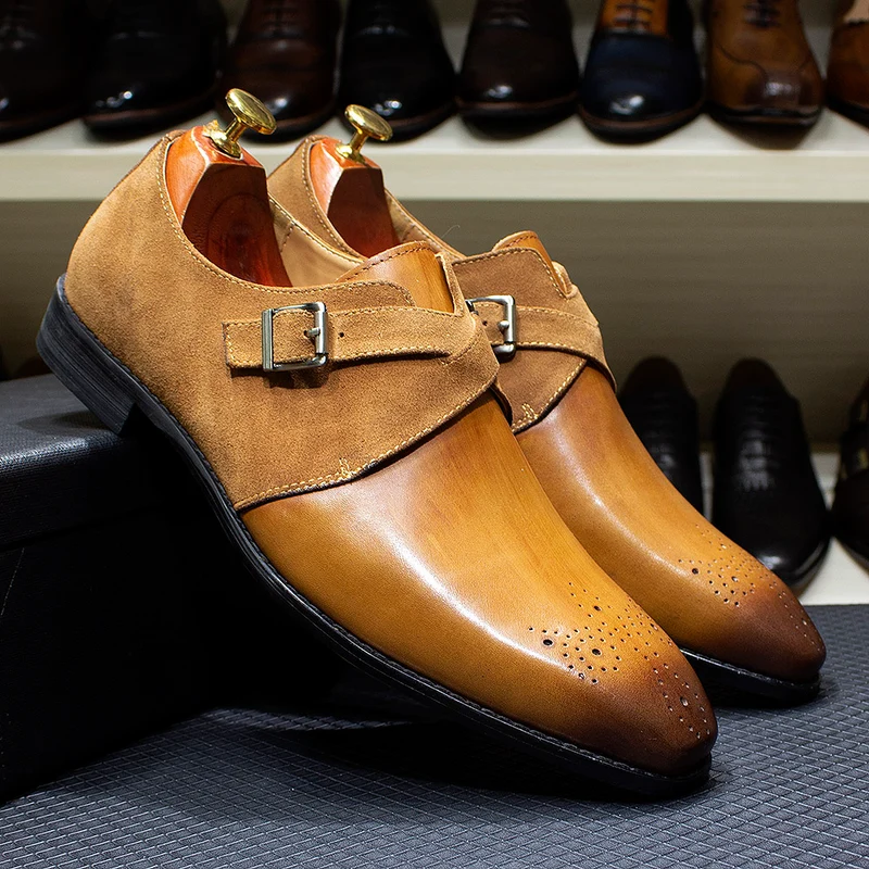 Klassieke brogue lederen herenkledingschoenen