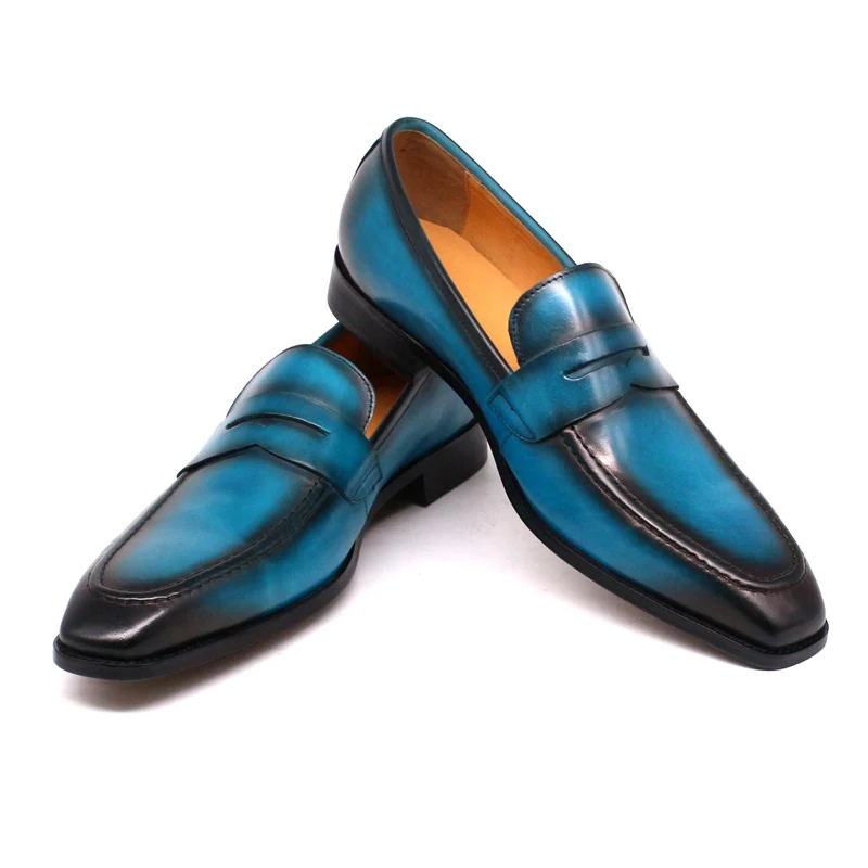 Heren blauwe kledingschoenen