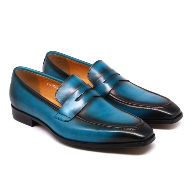 Heren blauwe kledingschoenen
