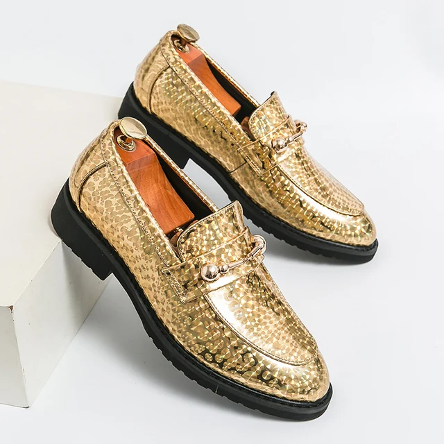 Casual gouden loafers antislip ademende herenschoenen