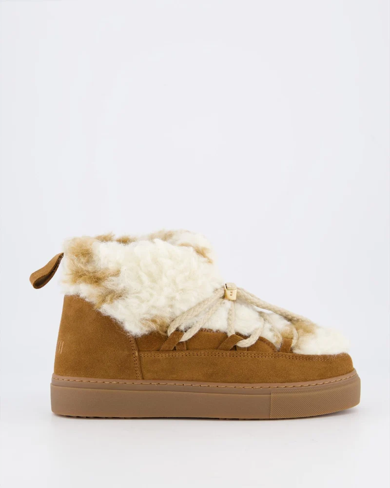 Inuikii Dames Teddy Low Boot Ecru Bruin