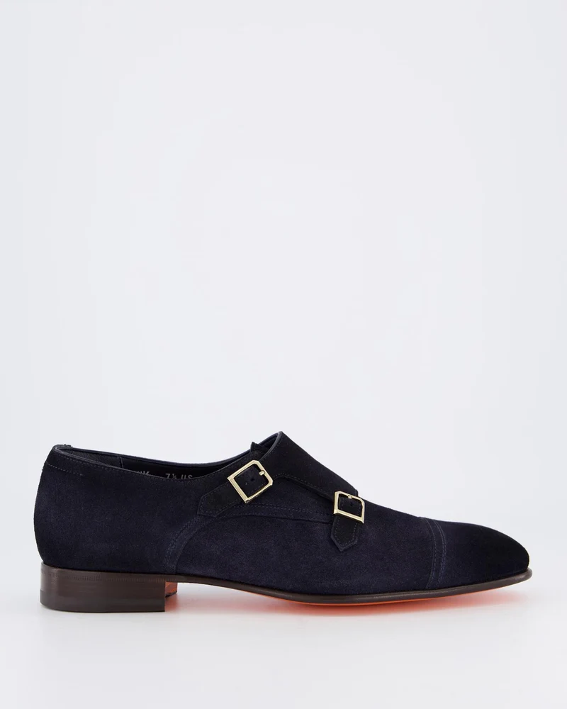 Santoni Heren Double Buckle Loafer Blauw