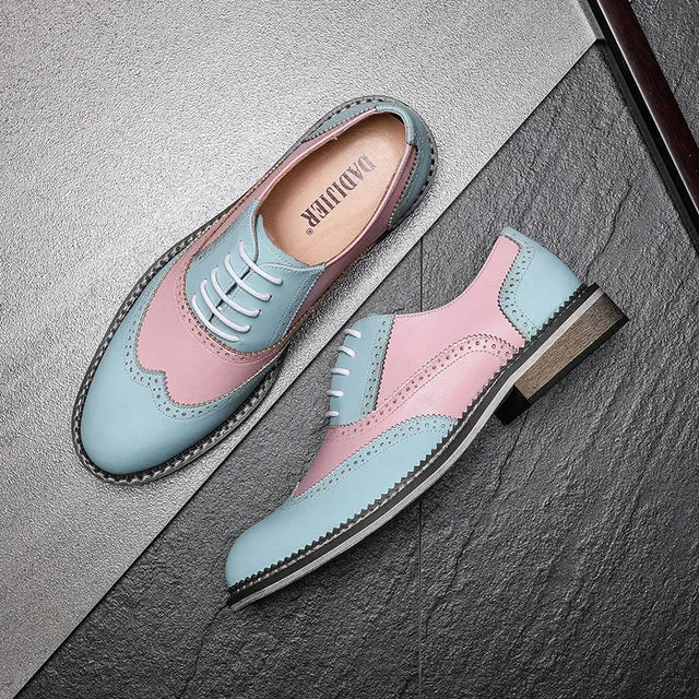 Trendy echte lederen schoenen roze kleur Oxfords