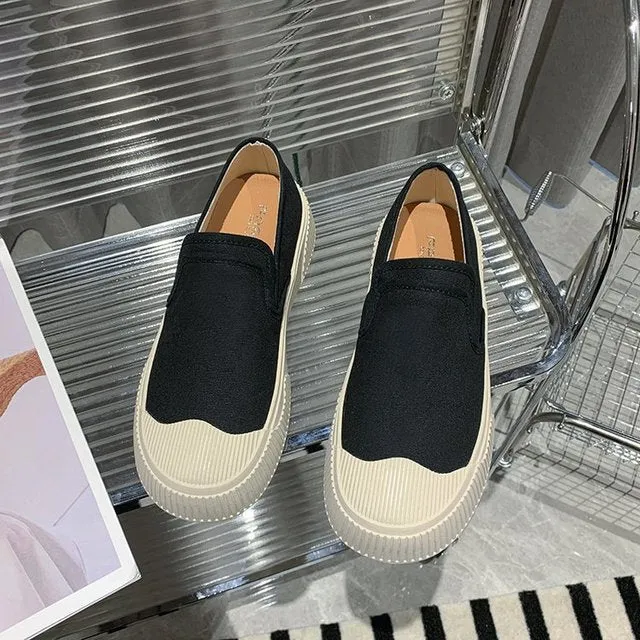 Canvas loafers instapper damesschoenen
