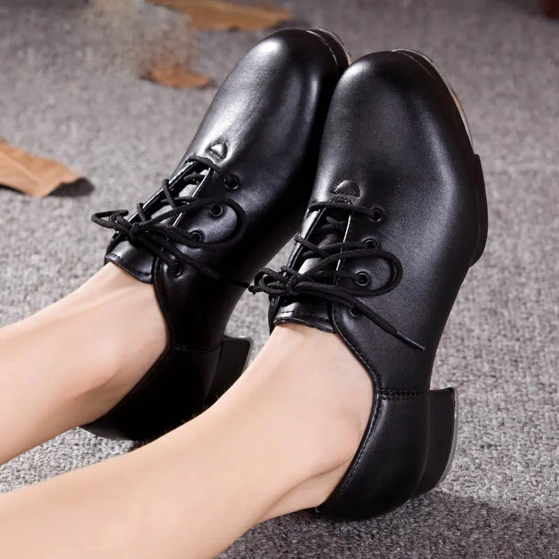 Lederen volwassen tapdans aluminium plaatschoenen