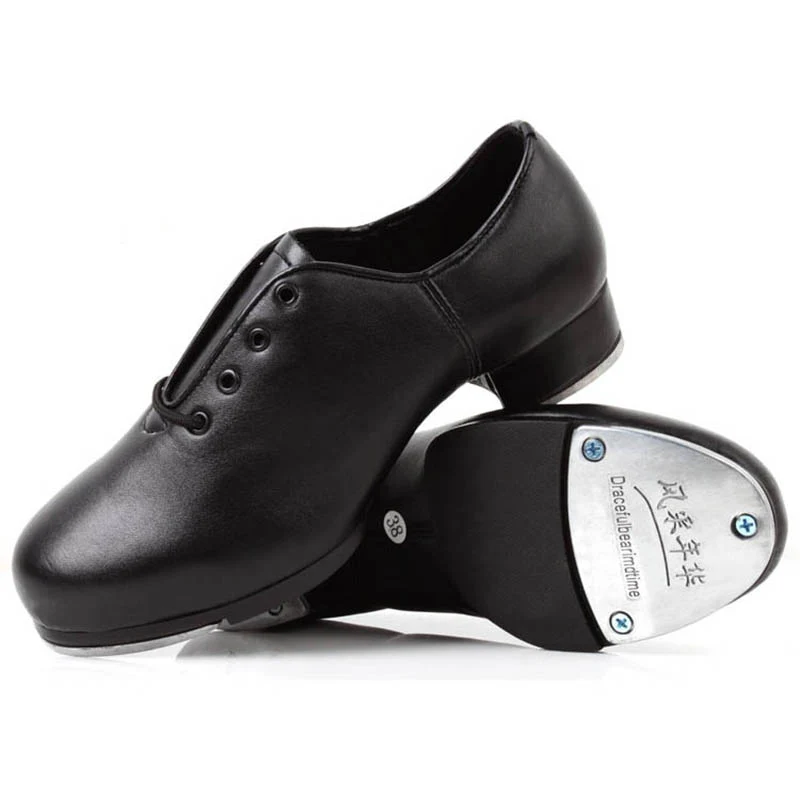 Lederen volwassen tapdans aluminium plaatschoenen