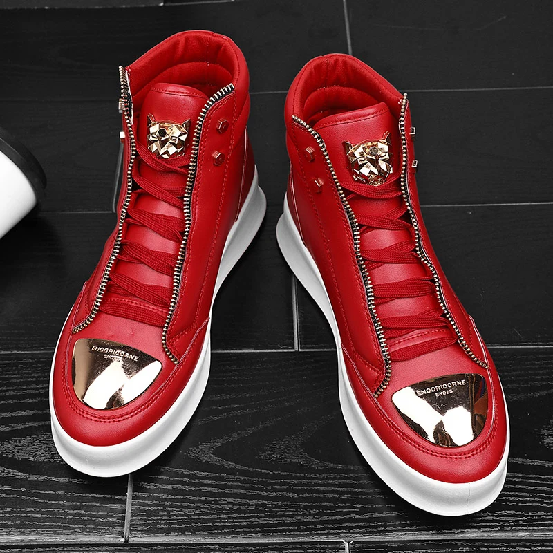 Luxe rode sneakers heren platte hiphop sneakers