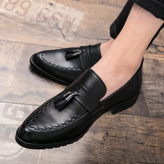 Elegante heren loafers met kwastjes, leren formele schoenen, slip-on