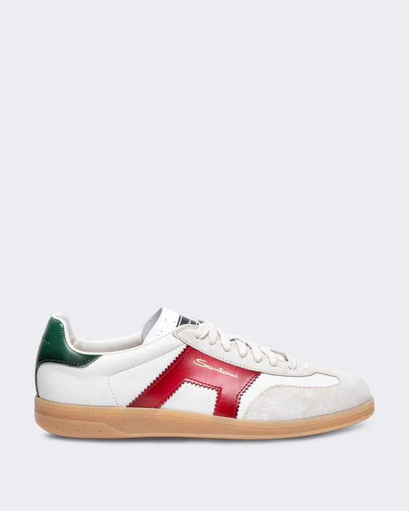 Santoni Heren DBS Olympic Sneaker Wit/Rood