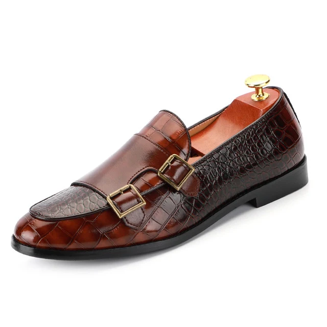 Mode puntige krokodil patroon mannen kleding schoenen