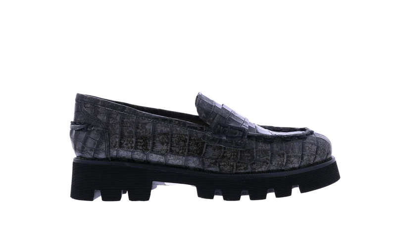 Pons Quintana Dames Croco Lak Loafer Grijs
