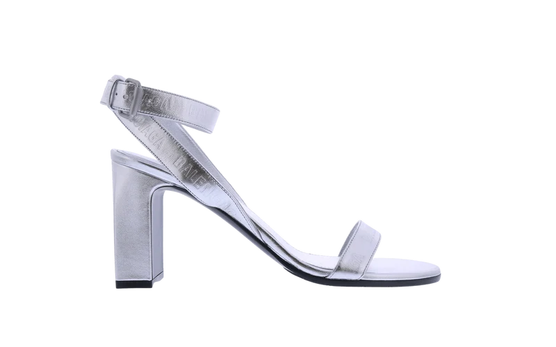 Dames Round Sandal Logo Metallic