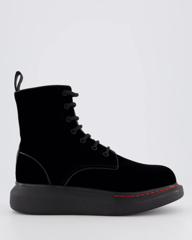 Dames Hybrid Lace up Velvet Zwart
