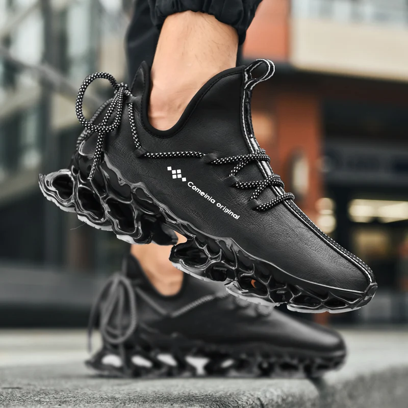 Zwarte leren sneakers voor heren, hardloopschoenen, casual schoenen Australië