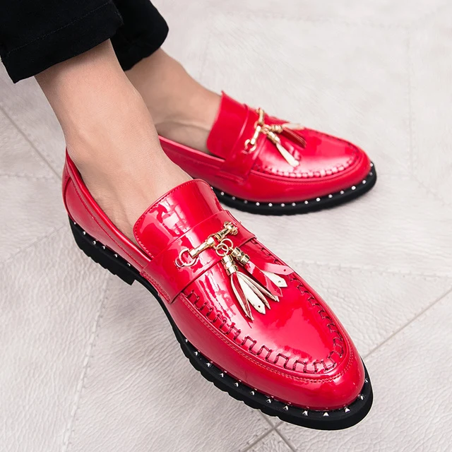 Rode kwastje mocassin lederen casual herenschoenen