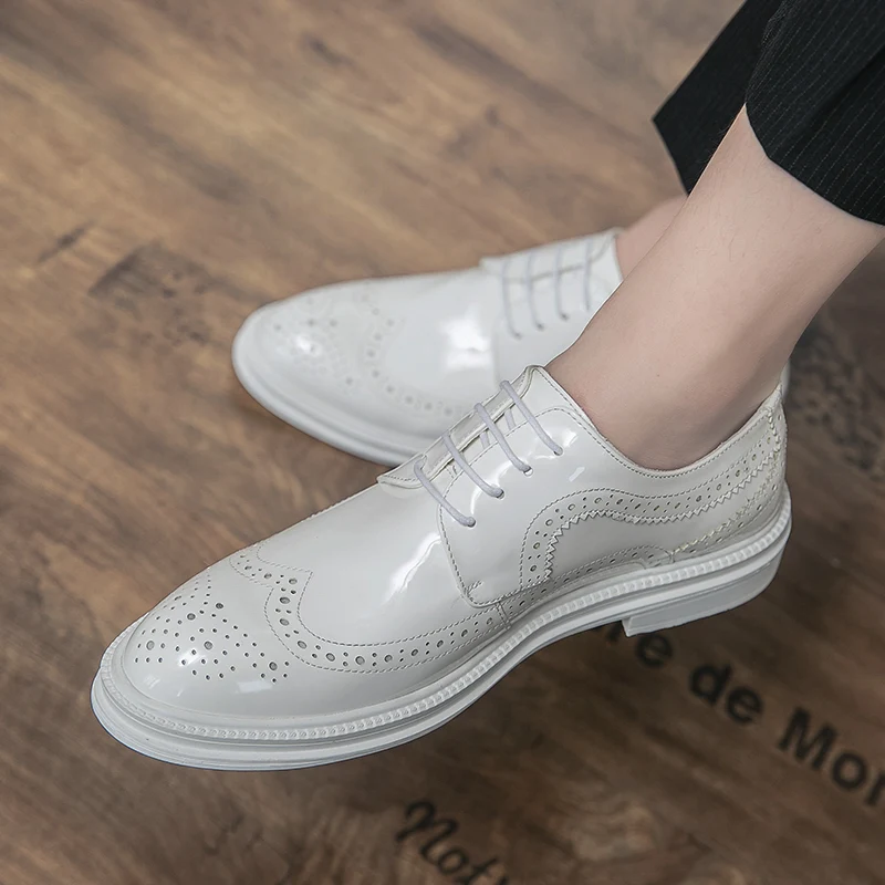 Witte heren zakelijke schoenen lederen jurken schoenen