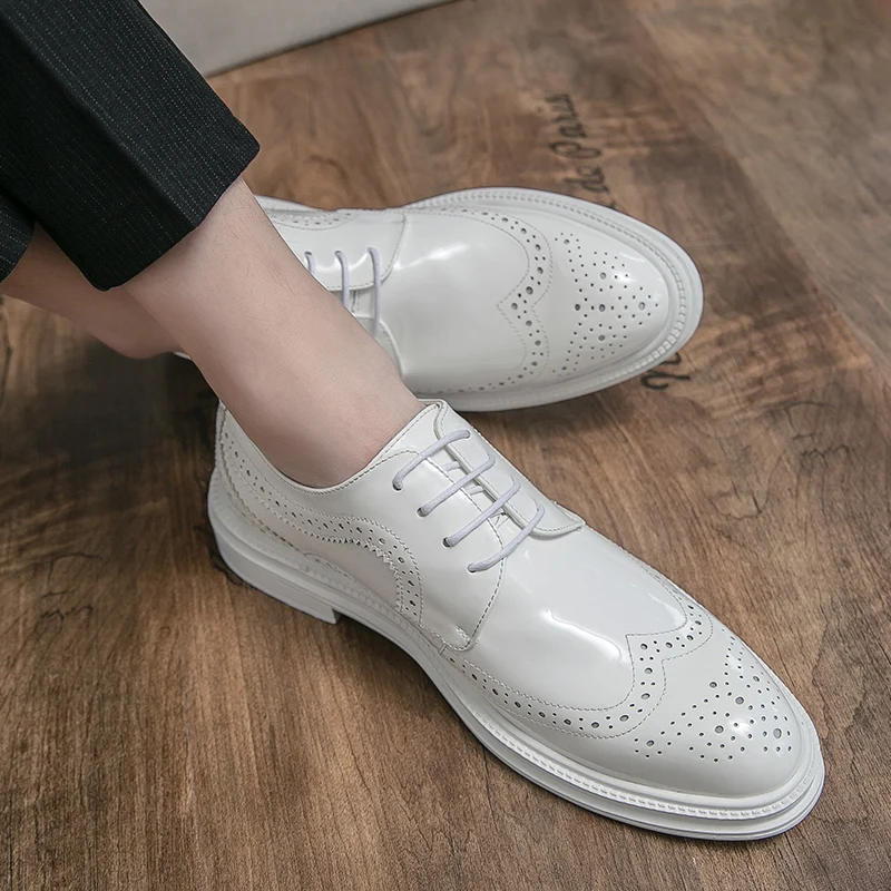 Witte heren zakelijke schoenen lederen jurken schoenen