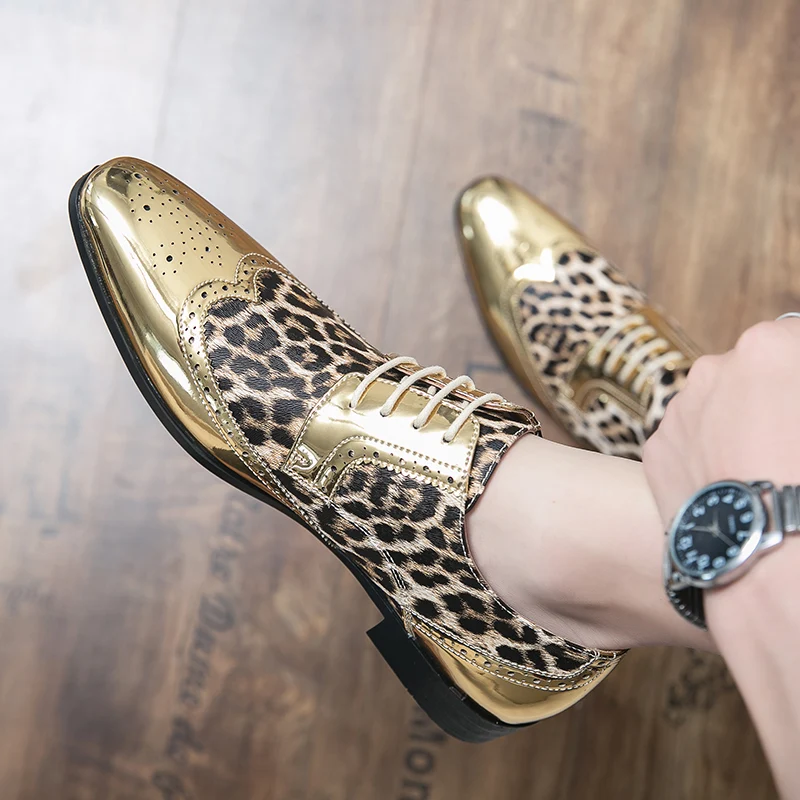 Luxe Loafers Heren Veterschoenen met luipaardprint Jurken