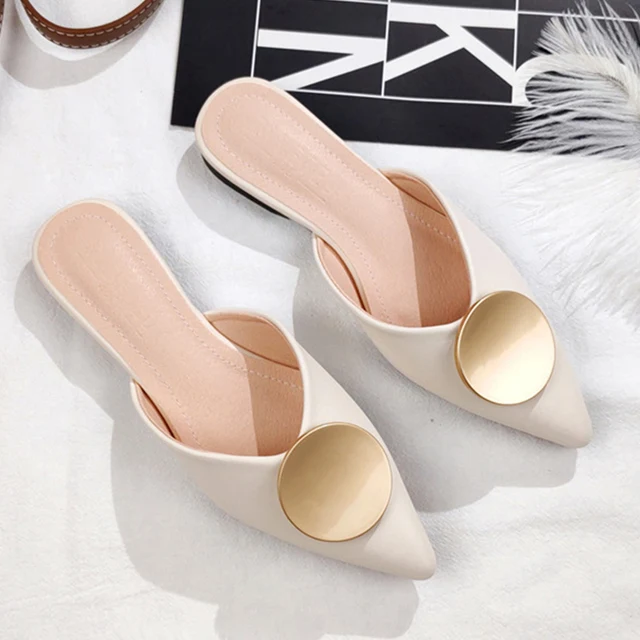 Vrouwen Slippers Puntige Flats Mode Gesp