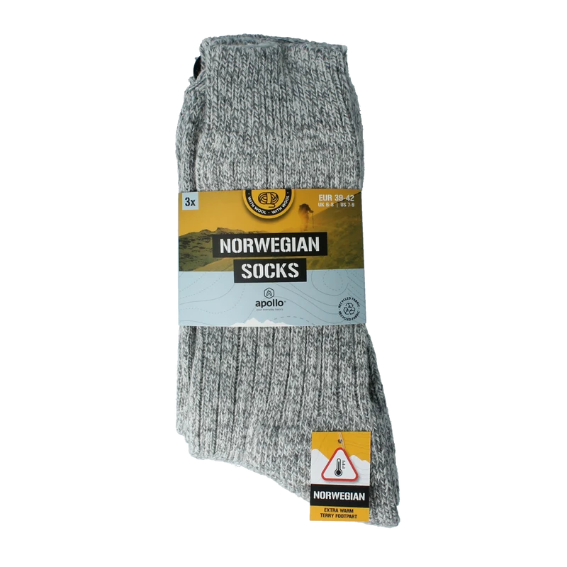 Apollo Noorse sokken 39-42 grijs 3.00 Paar