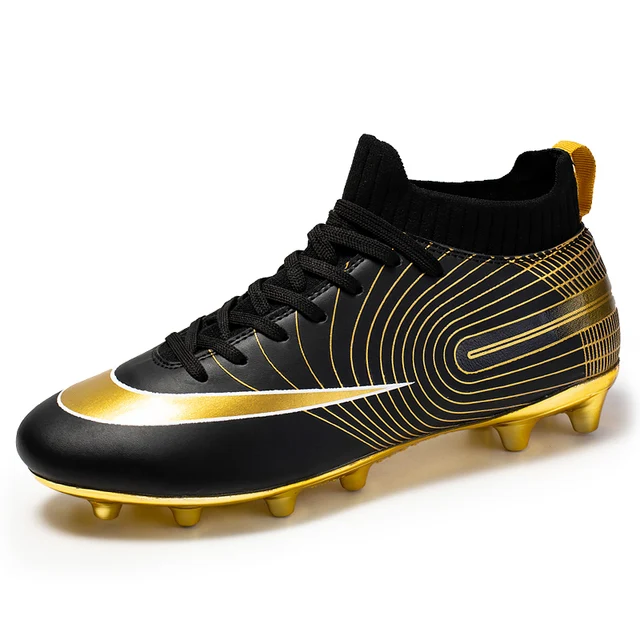 Heren voetbalschoenen Kids voetbal gouden schoenplaatjes en kunstgras schoenen