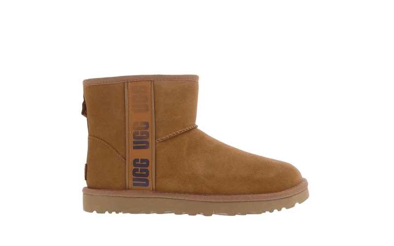 UGG Dames Classic Mini Side Logo Chestnu enkellaarsjes