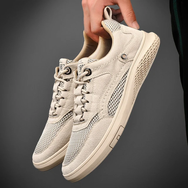 Mode Echt Leer Mesh Loafers Oxfords Heren Sneakers