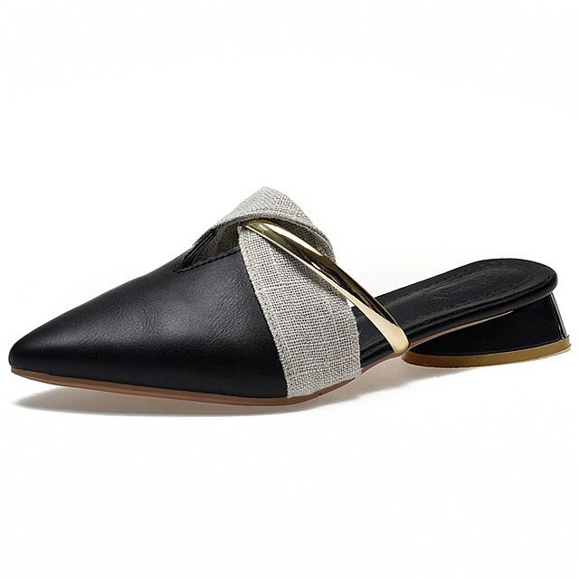 Elegante lage hak dames muilezels kantoorschoenen beige pumps