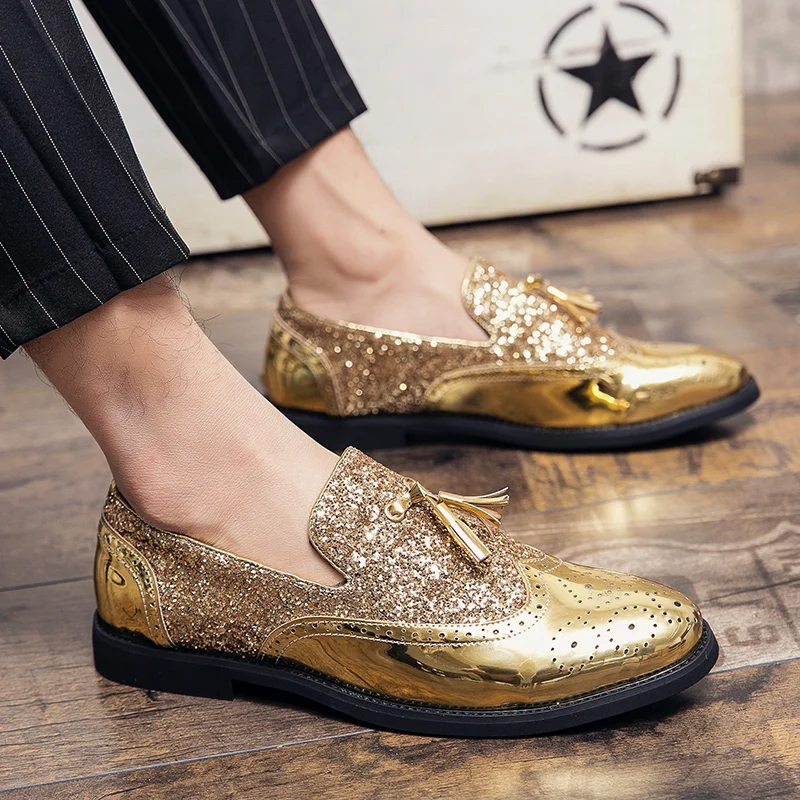 Gouden herenjurken Schoenen Zachte comfortabele brogue-schoenen