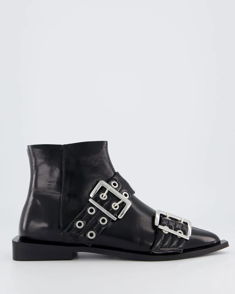 Ganni Dames Feminine Buckle Flat Boot