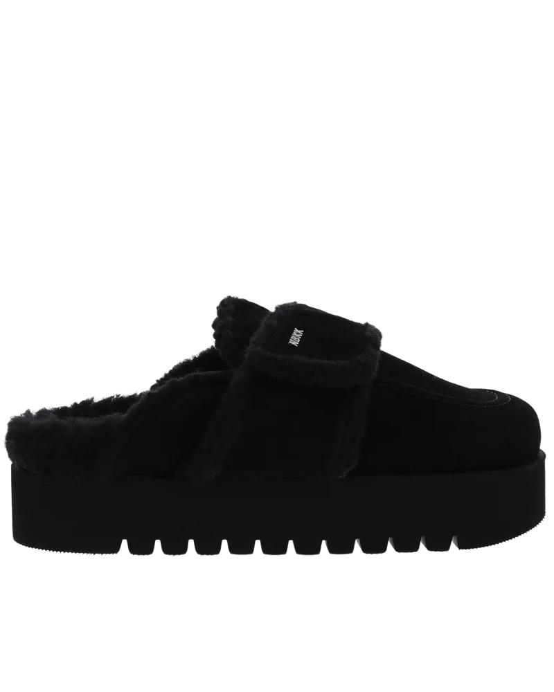 Nubikk Dames Teddy Chunky Fur Zwart pantoffels