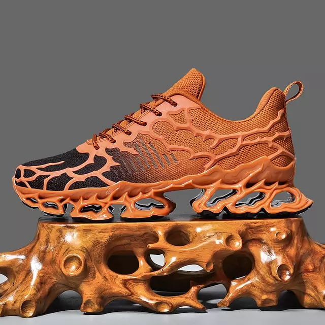 Heren Sneakers Oranje Koraal Patroon Schoenen Gen-Z