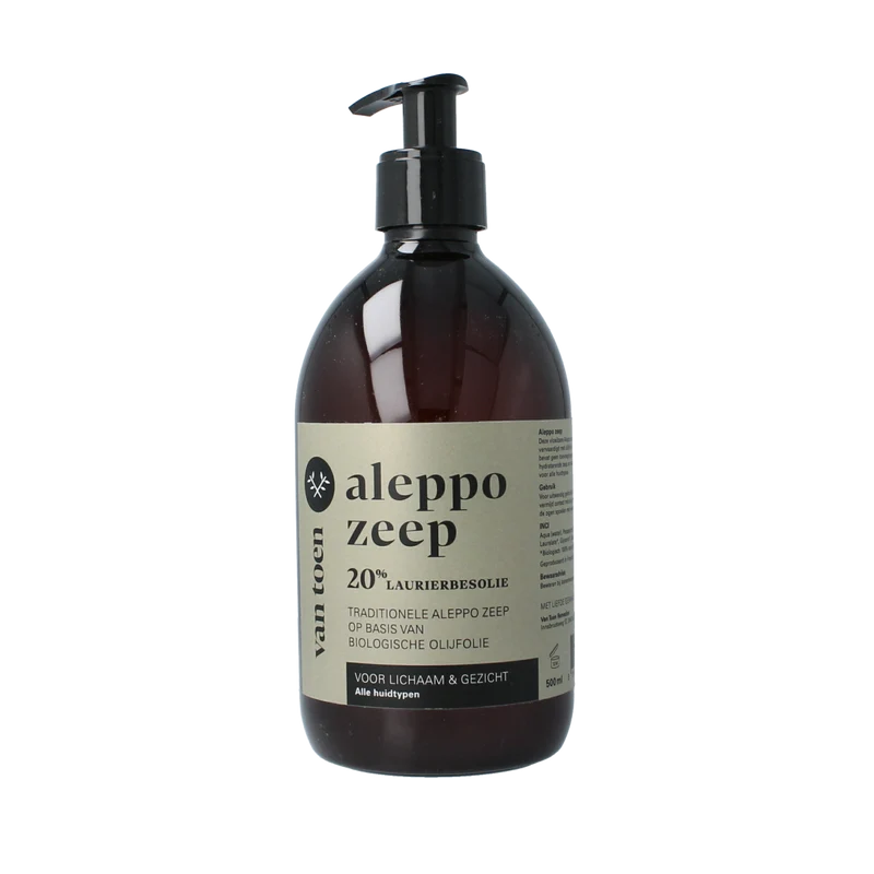 Van Toen Aleppo zeep 20% vloeibaar bio 500.00 Milliliter