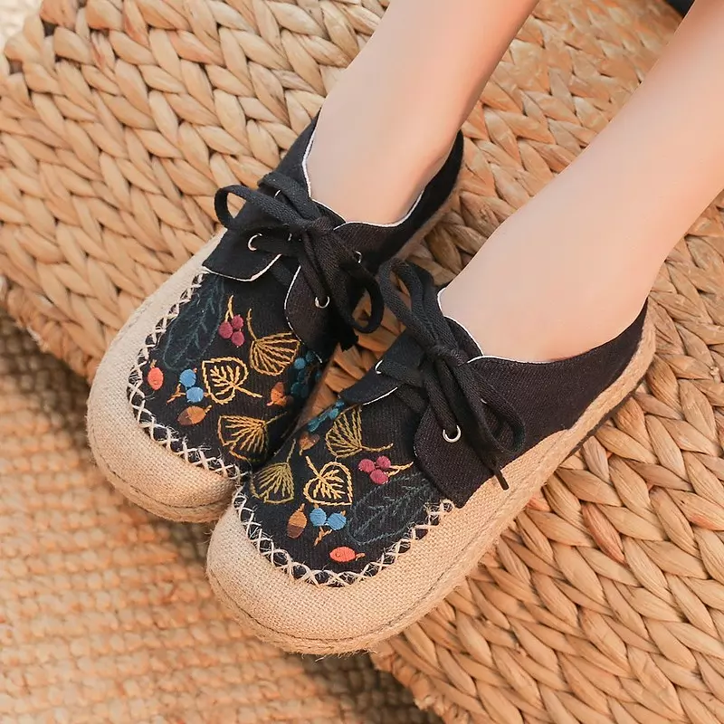 Linnen Casual Schoenen Etnische Stijl Geborduurd