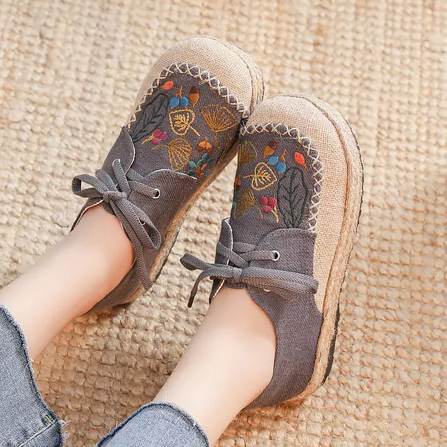 Linnen Casual Schoenen Etnische Stijl Geborduurd