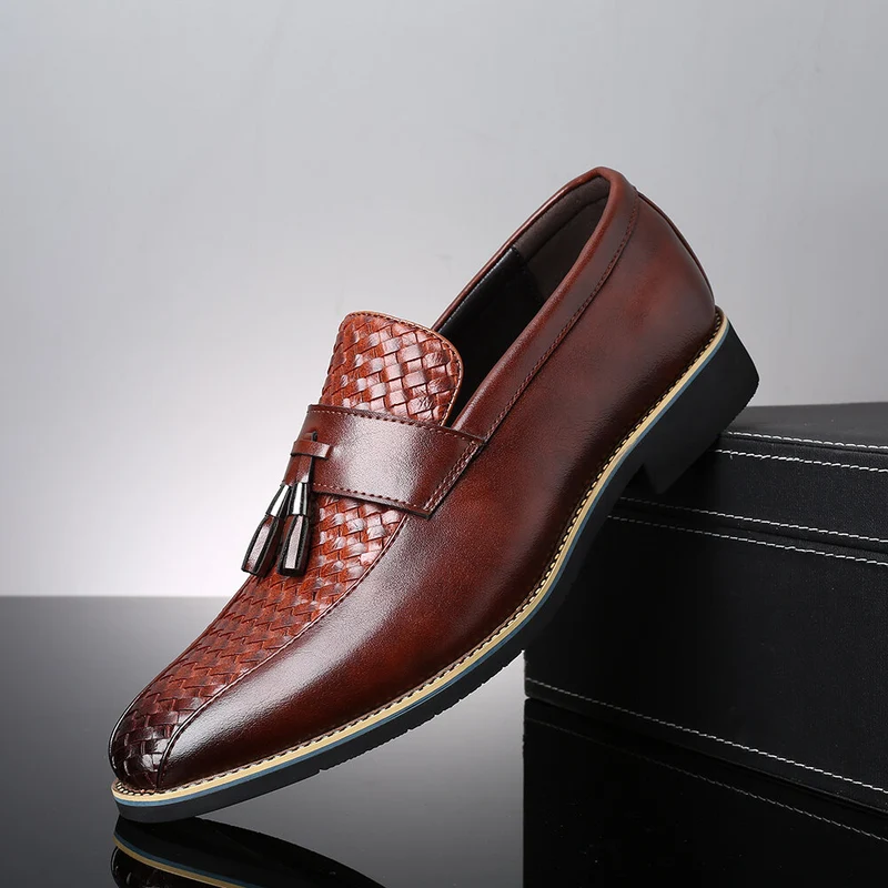 Kwastje Decor Microfiber Leer Non Slip Business Casual Heren Kleding Schoenen