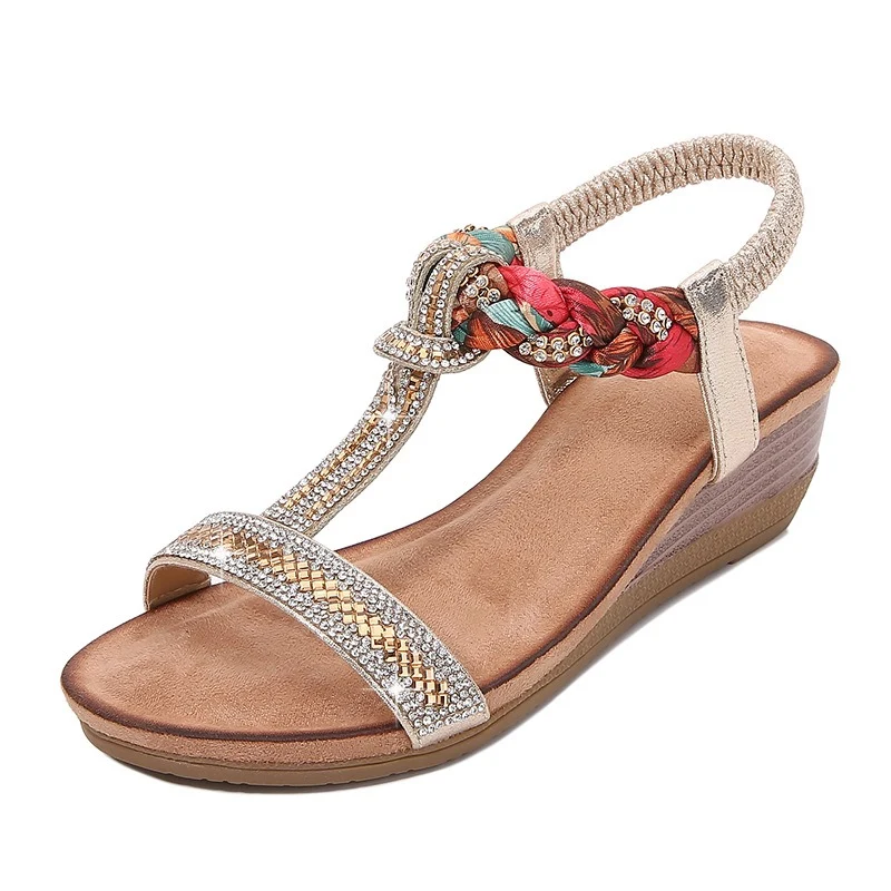 Sila™ 502 Wedge Sandalen met Strass Kralen 4cm