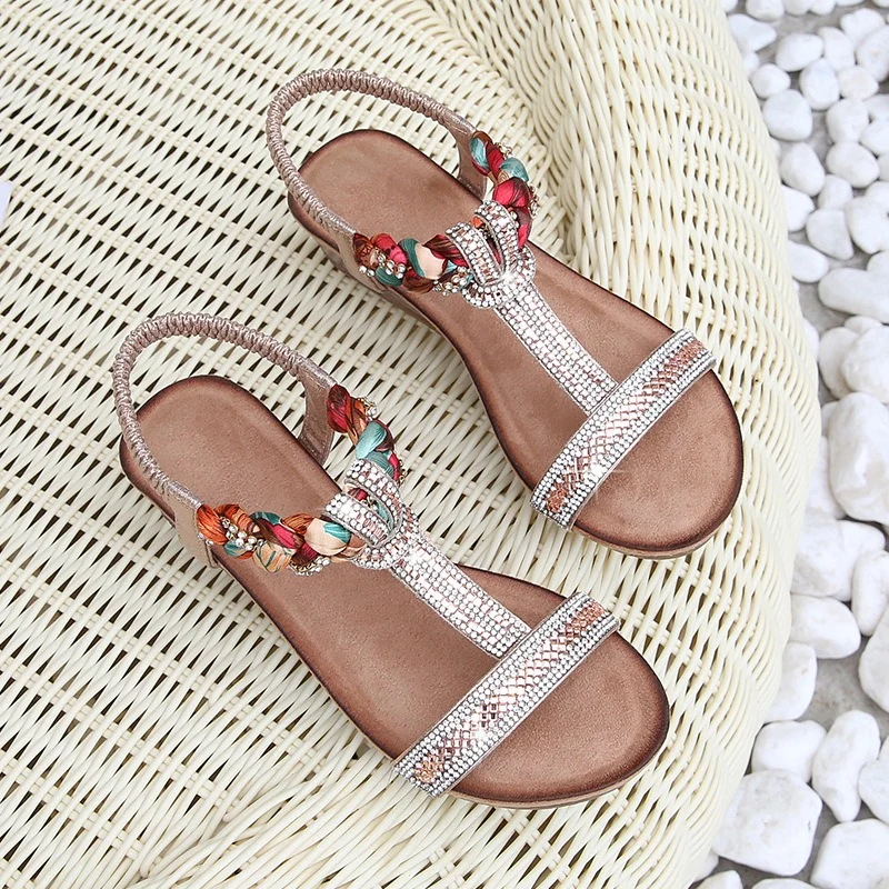 Sila™ 502 Wedge Sandalen met Strass Kralen 4cm